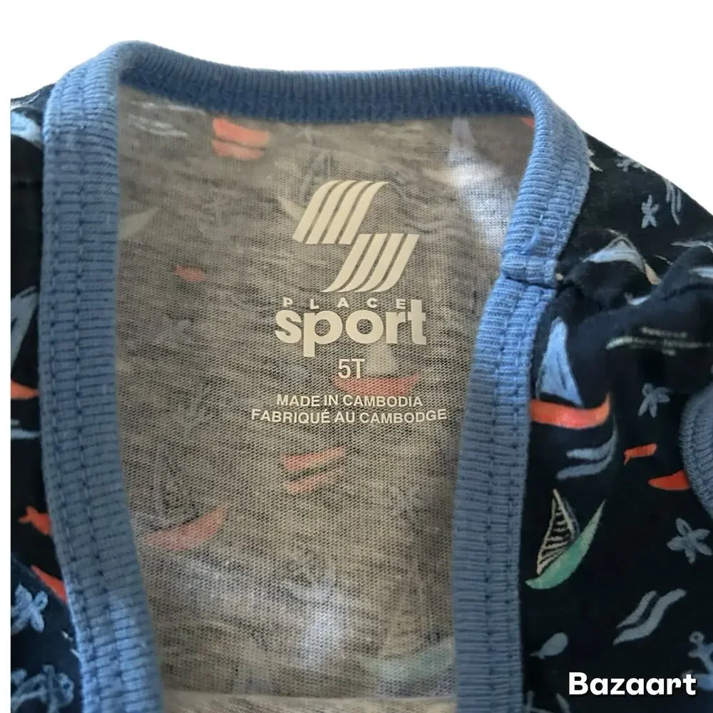 The Children's Place Sport Sailboat Print Tank Top Boys 5T Navy